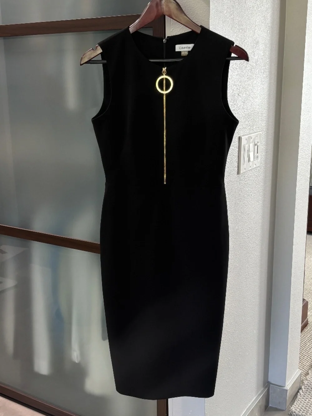 Calvin Klein Zip Front Sleeveless Sheath Dress - Black Size 6 - Picture 4 of 11